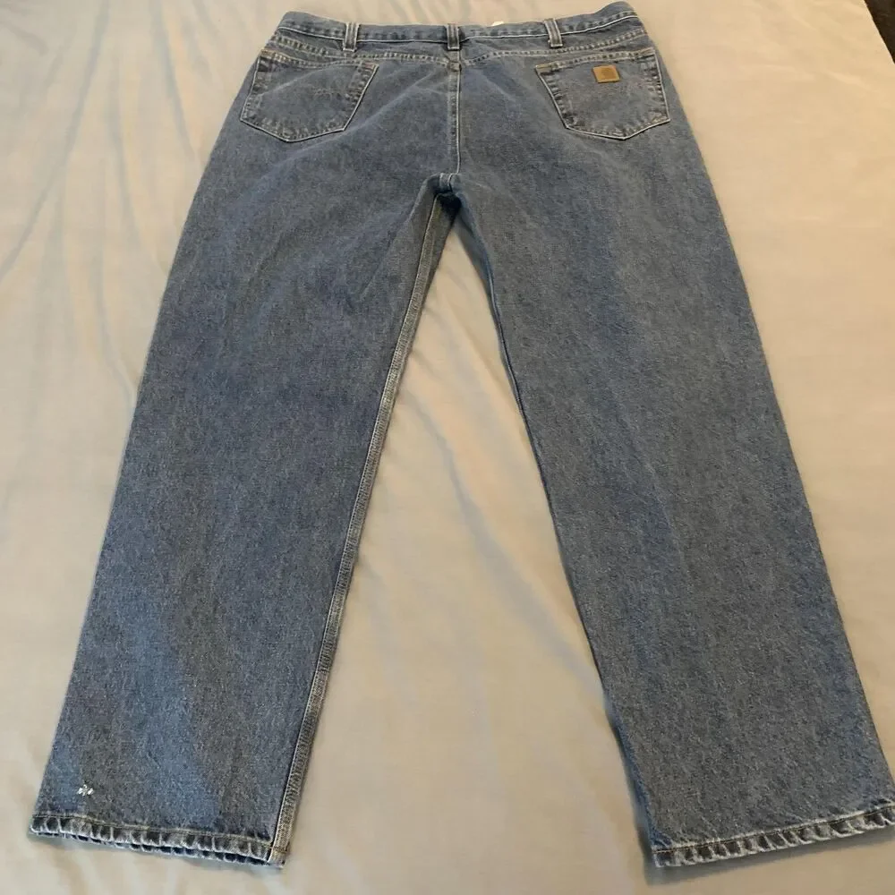 Carhartt Jeans Mens 44x32 Blue Wash Straight Leg Traditional Fit Denim Pants‎